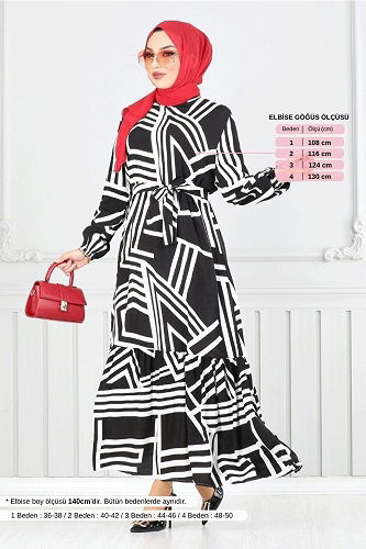 moda selvim الفستان أسود 811OZR1047-M - Thumbnail