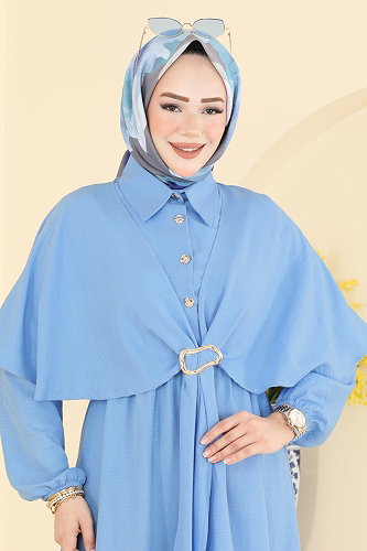 moda selvim الفستان أزرق 8125TEG847 - Thumbnail