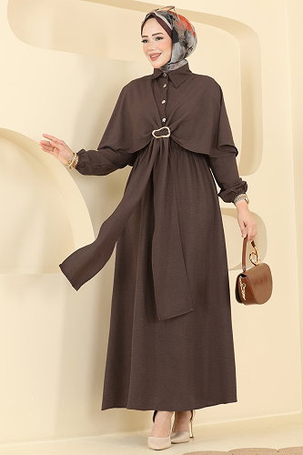moda selvim Dress 8125TEG847 Brown - Thumbnail