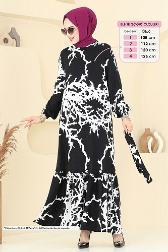 moda selvim الفستان أسود 812OZN1046 - Thumbnail