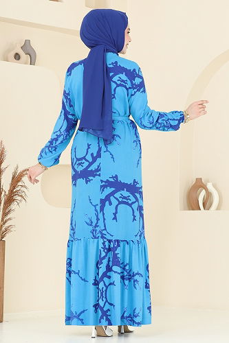 moda selvim Dress 812OZN1046 Blue - Thumbnail