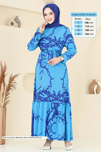 moda selvim الفستان أزرق 812OZN1046 - Thumbnail