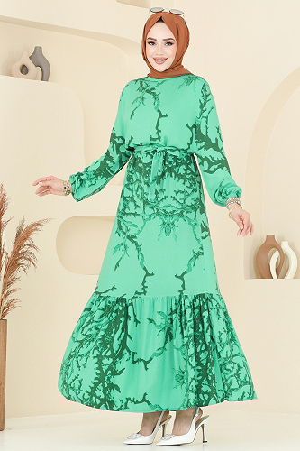 moda selvim Dress 812OZN1046 Green - Thumbnail