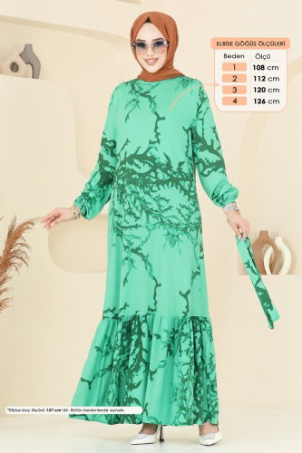 moda selvim الفستان أخضر 812OZN1046 - Thumbnail