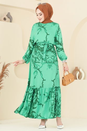 moda selvim الفستان أخضر 812OZN1046 - Thumbnail