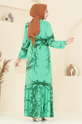 moda selvim الفستان أخضر 812OZN1046 - Thumbnail