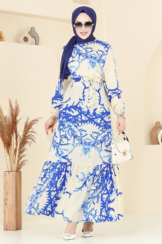 moda selvim الفستان بيج 812OZN1046 - Thumbnail