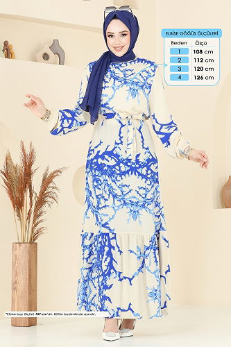 moda selvim الفستان بيج 812OZN1046 - Thumbnail