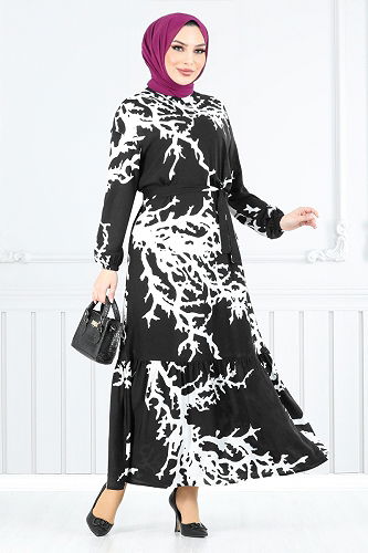 moda selvim Dress 812OZR1047-M Black - Thumbnail