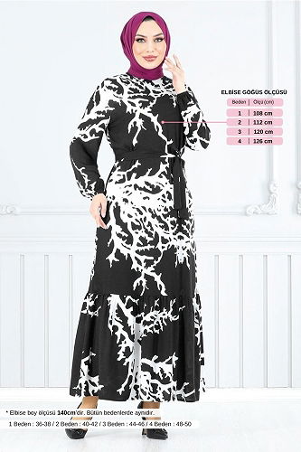 moda selvim الفستان أسود 812OZR1047-M - Thumbnail