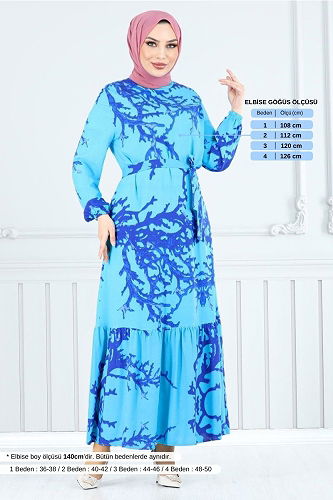 moda selvim Dress 812OZR1047-M Blue - Thumbnail