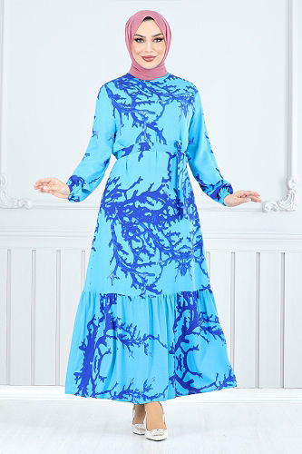 moda selvim الفستان أزرق 812OZR1047-M - Thumbnail