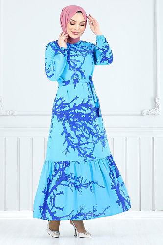 moda selvim الفستان أزرق 812OZR1047-M - Thumbnail