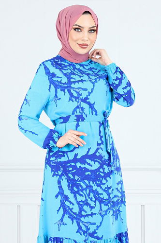 moda selvim الفستان أزرق 812OZR1047-M - Thumbnail