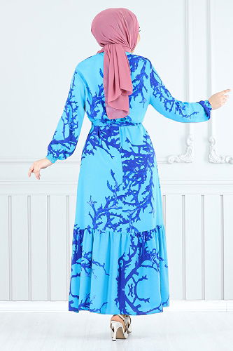 moda selvim الفستان أزرق 812OZR1047-M - Thumbnail