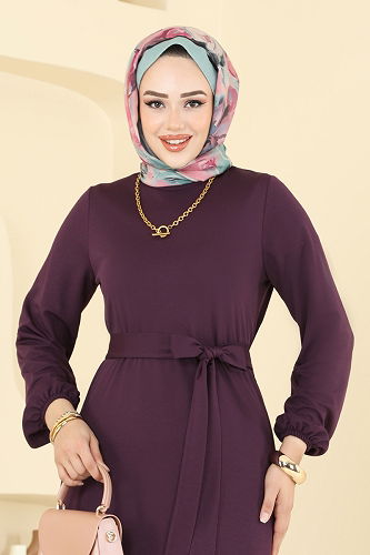 moda selvim Dress 8133AB368 Damson - Thumbnail