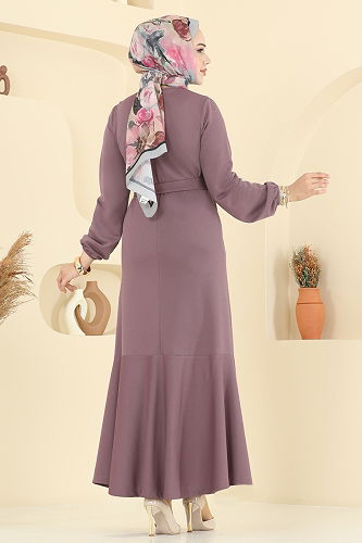 moda selvim الفستان وردي غامق 8133AB368 - Thumbnail