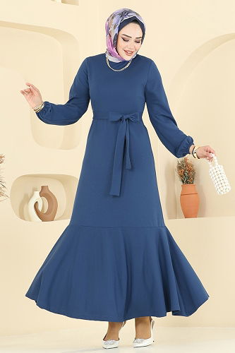 moda selvim الفستان ازرق 8133AB368 - Thumbnail