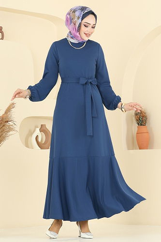 moda selvim الفستان ازرق 8133AB368 - Thumbnail