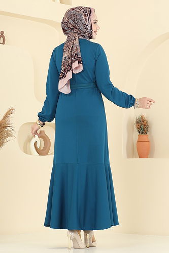 moda selvim Dress 8133AB368 Light Petroleum - Thumbnail