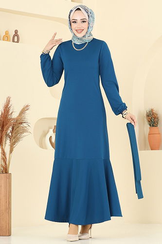 moda selvim Dress 8133AB368 Petroleum - Thumbnail