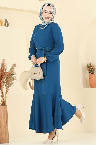 moda selvim Dress 8133AB368 Petroleum - Thumbnail