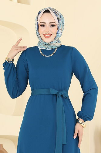 moda selvim Dress 8133AB368 Petroleum - Thumbnail