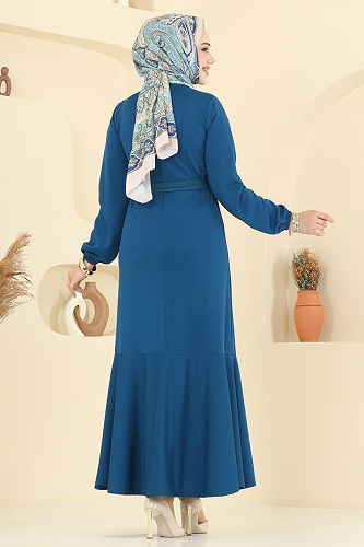 moda selvim Dress 8133AB368 Petroleum - Thumbnail