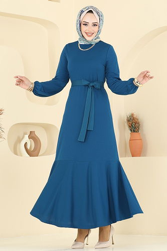 moda selvim الفستان بترولي 8133AB368 - Thumbnail