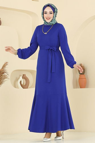 moda selvim الفستان نيلي 8133AB368 - Thumbnail