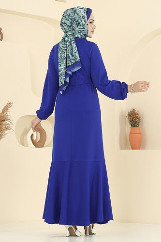 moda selvim الفستان نيلي 8133AB368 - Thumbnail