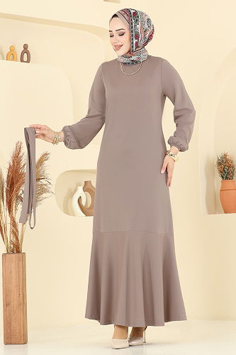 moda selvim الفستان بيج 8133AB368 - Thumbnail