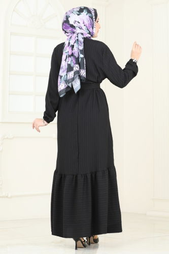 moda selvim الفستان أسود 813OZN1046 - Thumbnail