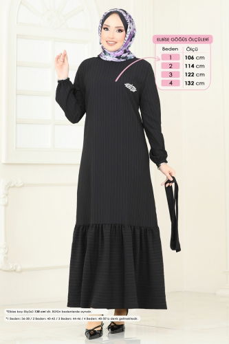 moda selvim الفستان أسود 813OZN1046 - Thumbnail