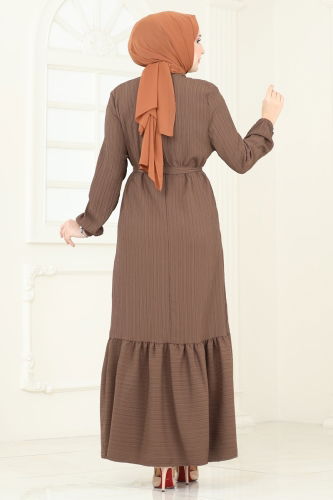 moda selvim Dress 813OZN1046 Brown - Thumbnail