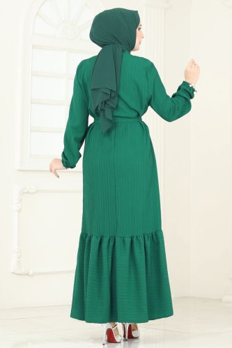 moda selvim Dress 813OZN1046 Emerald - Thumbnail