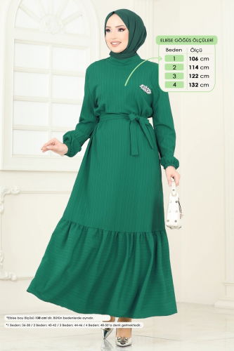 moda selvim Dress 813OZN1046 Emerald - Thumbnail