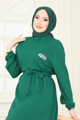moda selvim الفستان زيتي 813OZN1046 - Thumbnail