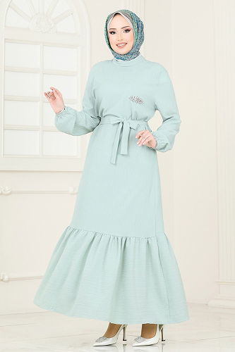 moda selvim Dress 813OZN1046 Light Mint - Thumbnail