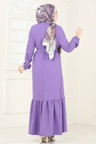 moda selvim Dress 813OZN1046 Lilac - Thumbnail