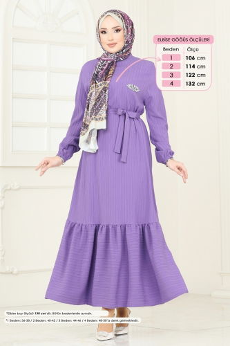 moda selvim Dress 813OZN1046 Lilac - Thumbnail