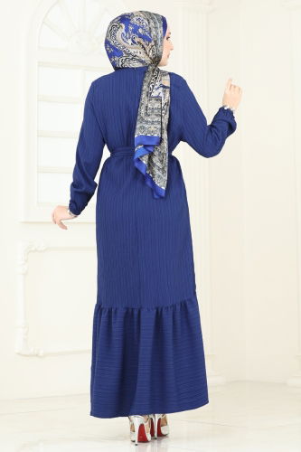 moda selvim Dress 813OZN1046 Navy Blue - Thumbnail