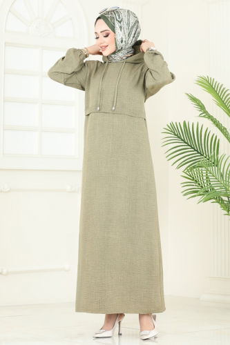 moda selvim Dress 814OZN1046 Almond Green - Thumbnail