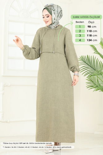 moda selvim الفستان أخضر عشبي 814OZN1046 - Thumbnail