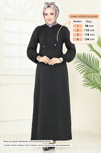 moda selvim الفستان أسود 814OZN1046 - Thumbnail