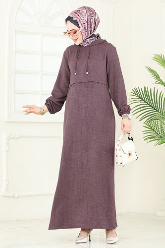 moda selvim Dress 814OZN1046 Dark Lilac - Thumbnail