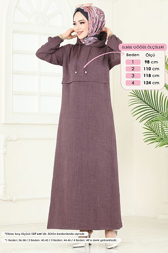 moda selvim Dress 814OZN1046 Dark Lilac - Thumbnail