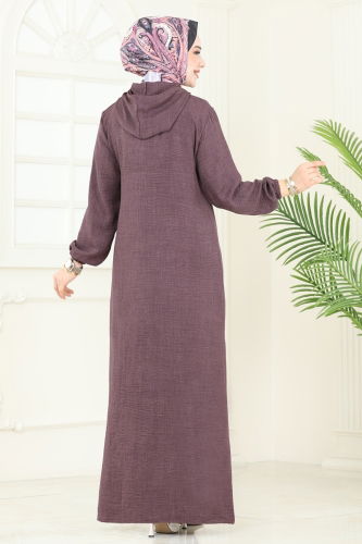 moda selvim الفستان ليلكي غامق 814OZN1046 - Thumbnail