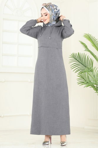 moda selvim Dress 814OZN1046 Gray - Thumbnail