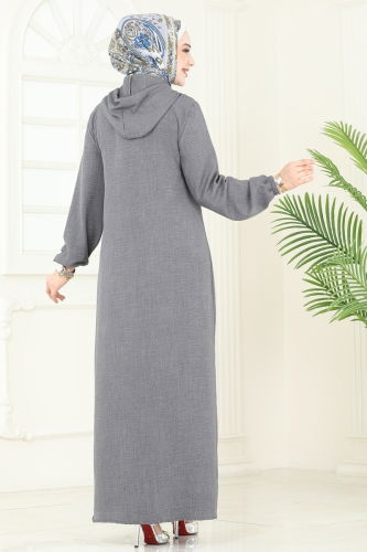 moda selvim الفستان رمادي 814OZN1046 - Thumbnail